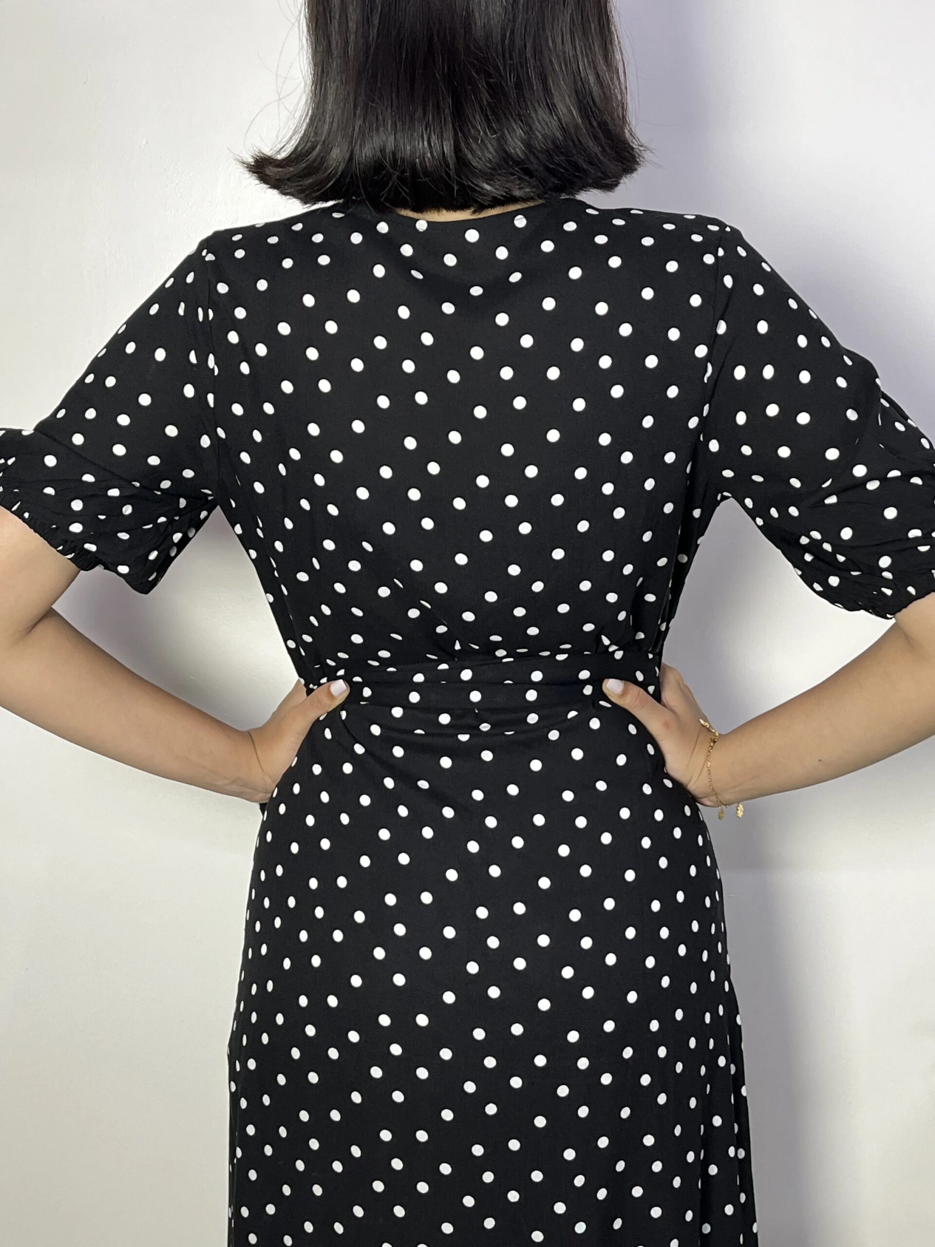Black Polka Dot Wrap Dress