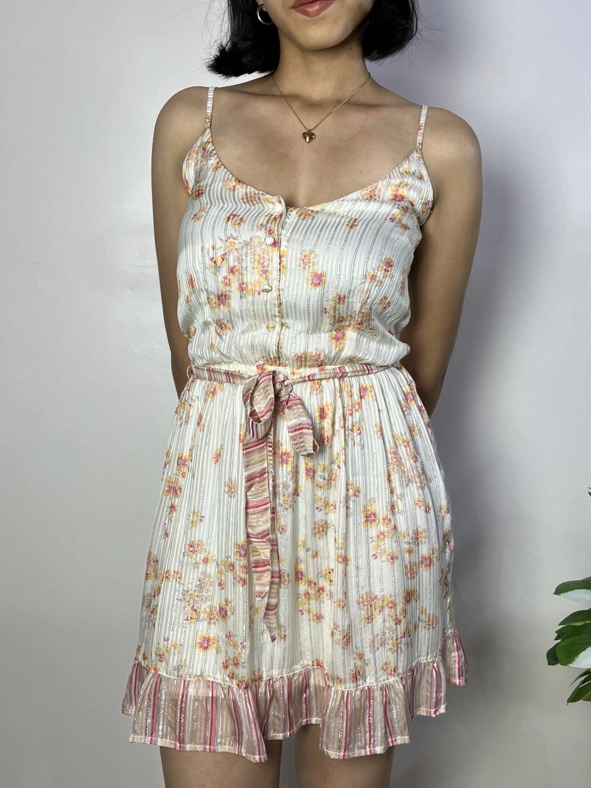 Ivory Floral Print Mini Dress