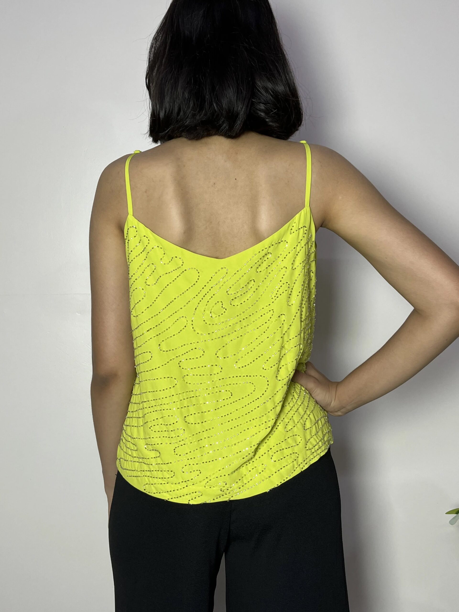 Lime Yellow Embellished Slip Top