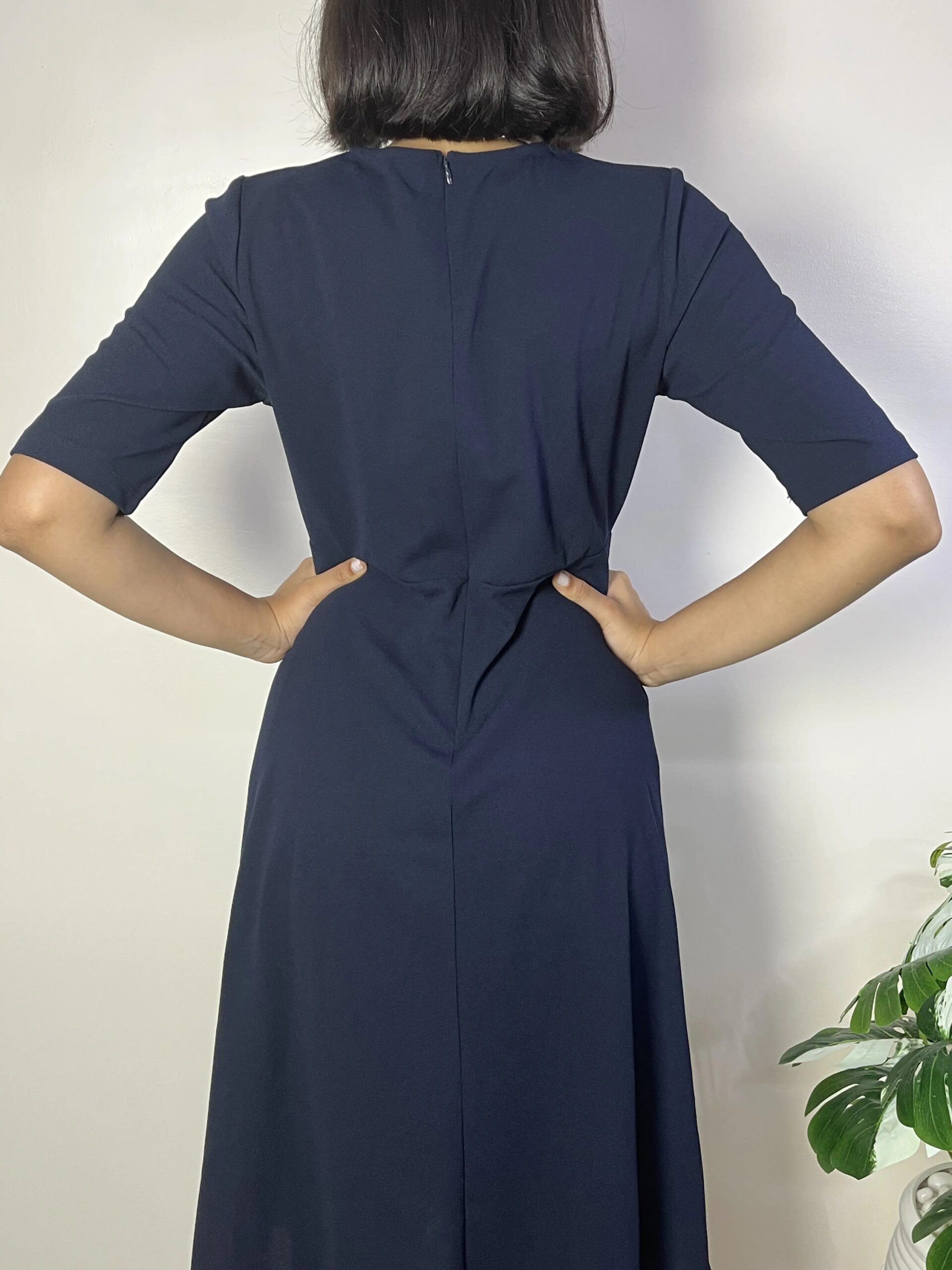 Navy Blue Fit And Flare Dress
