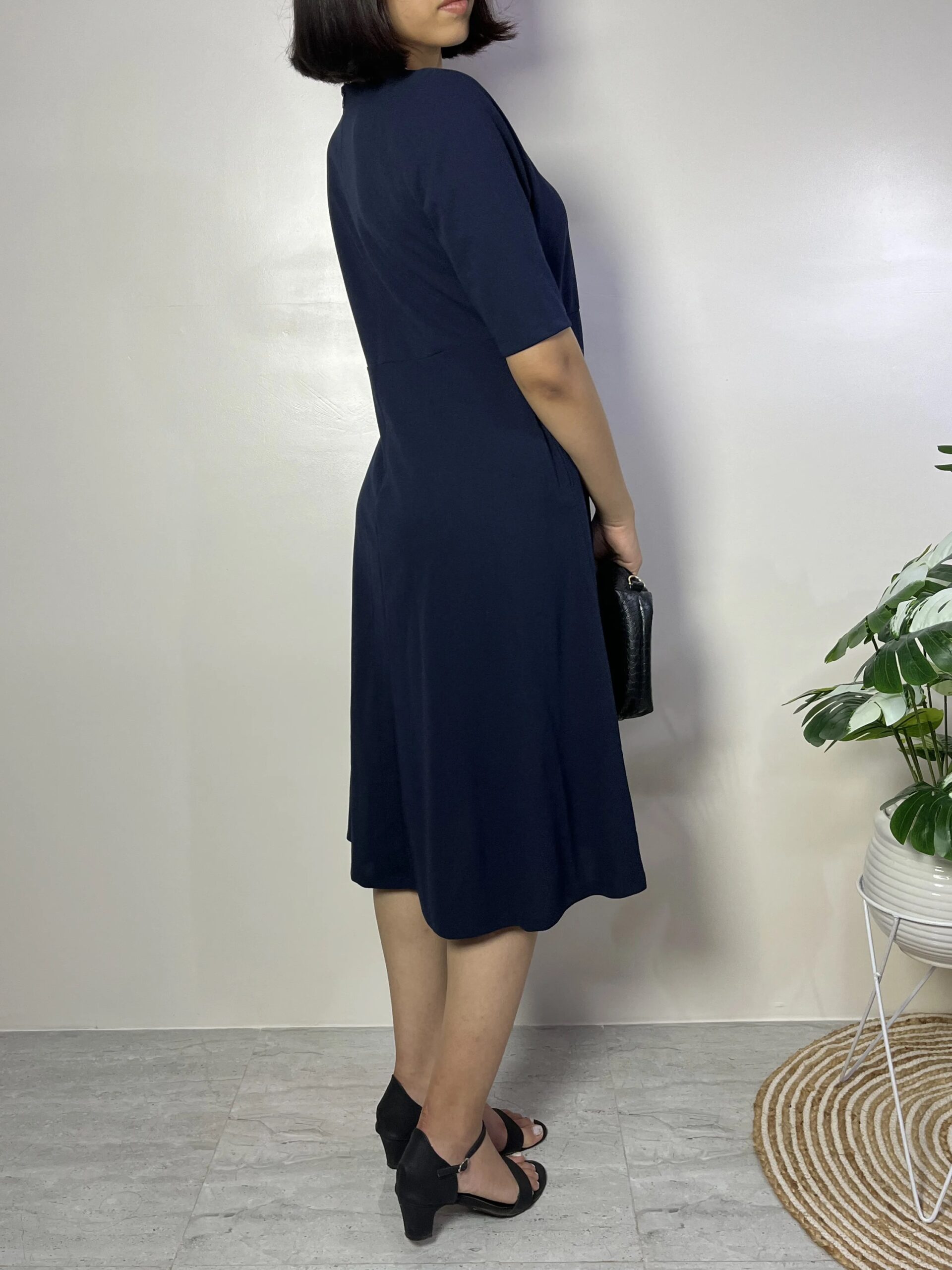 Navy Blue Fit And Flare Dress