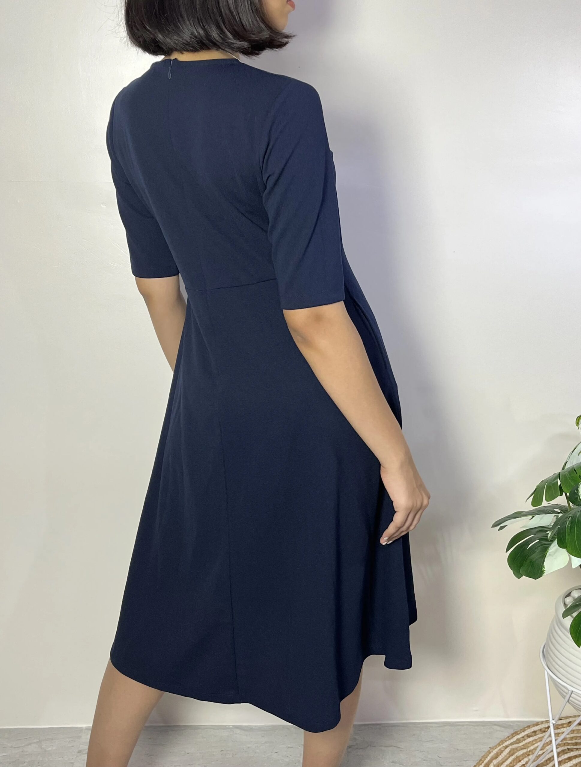 Navy Blue Fit And Flare Dress