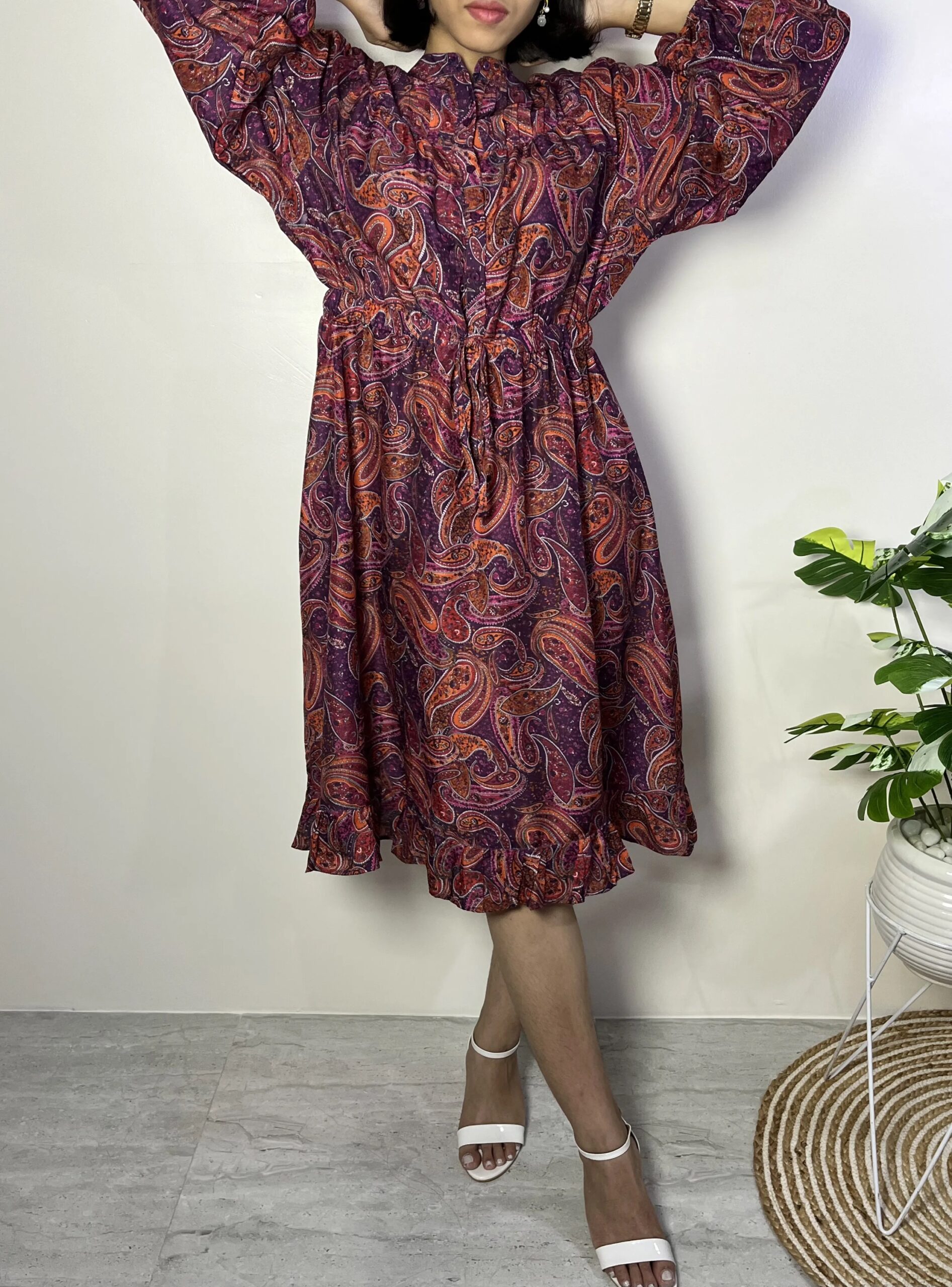 Purple Paisley Printed Dress