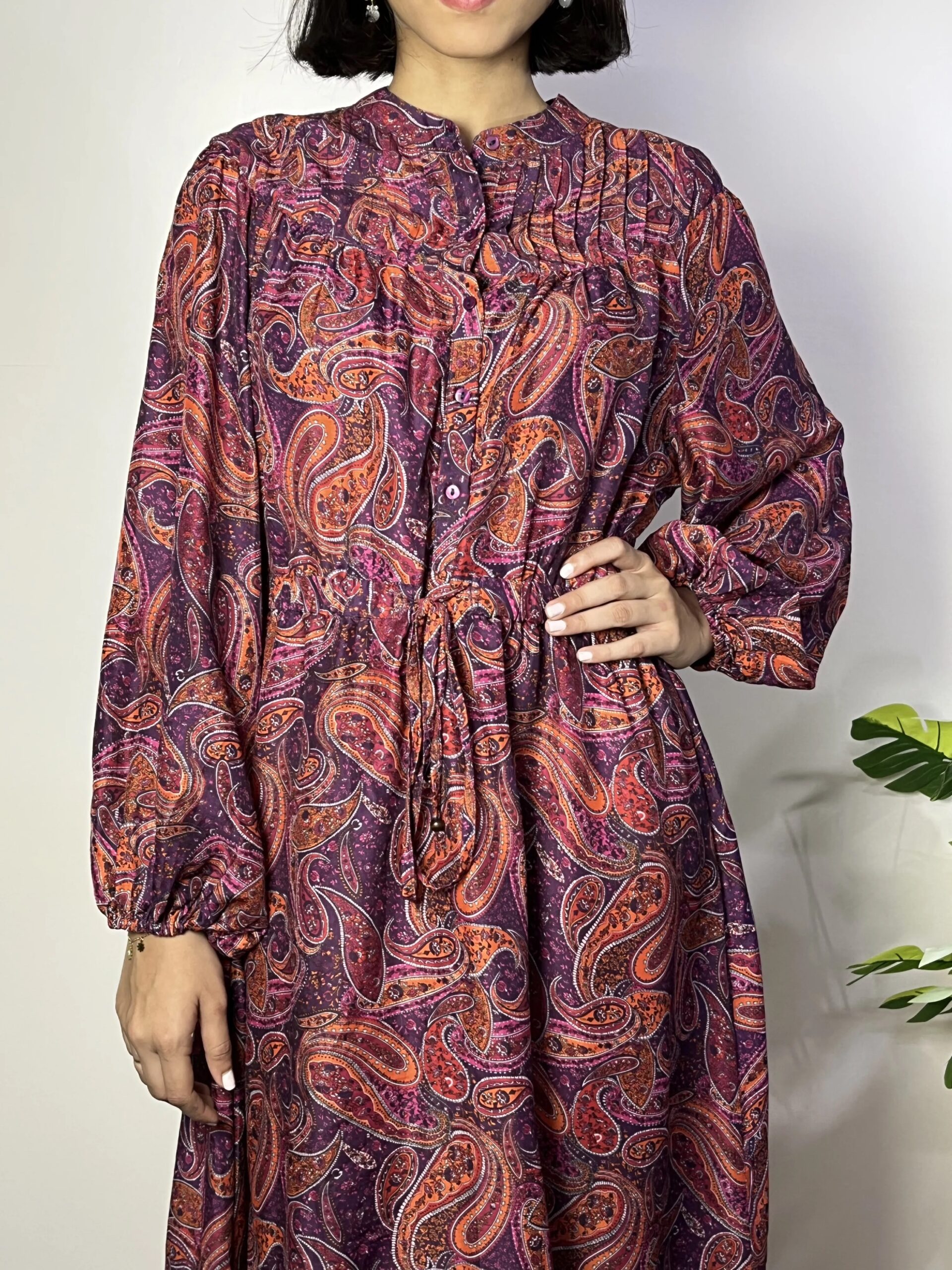 Purple Paisley Printed Dress