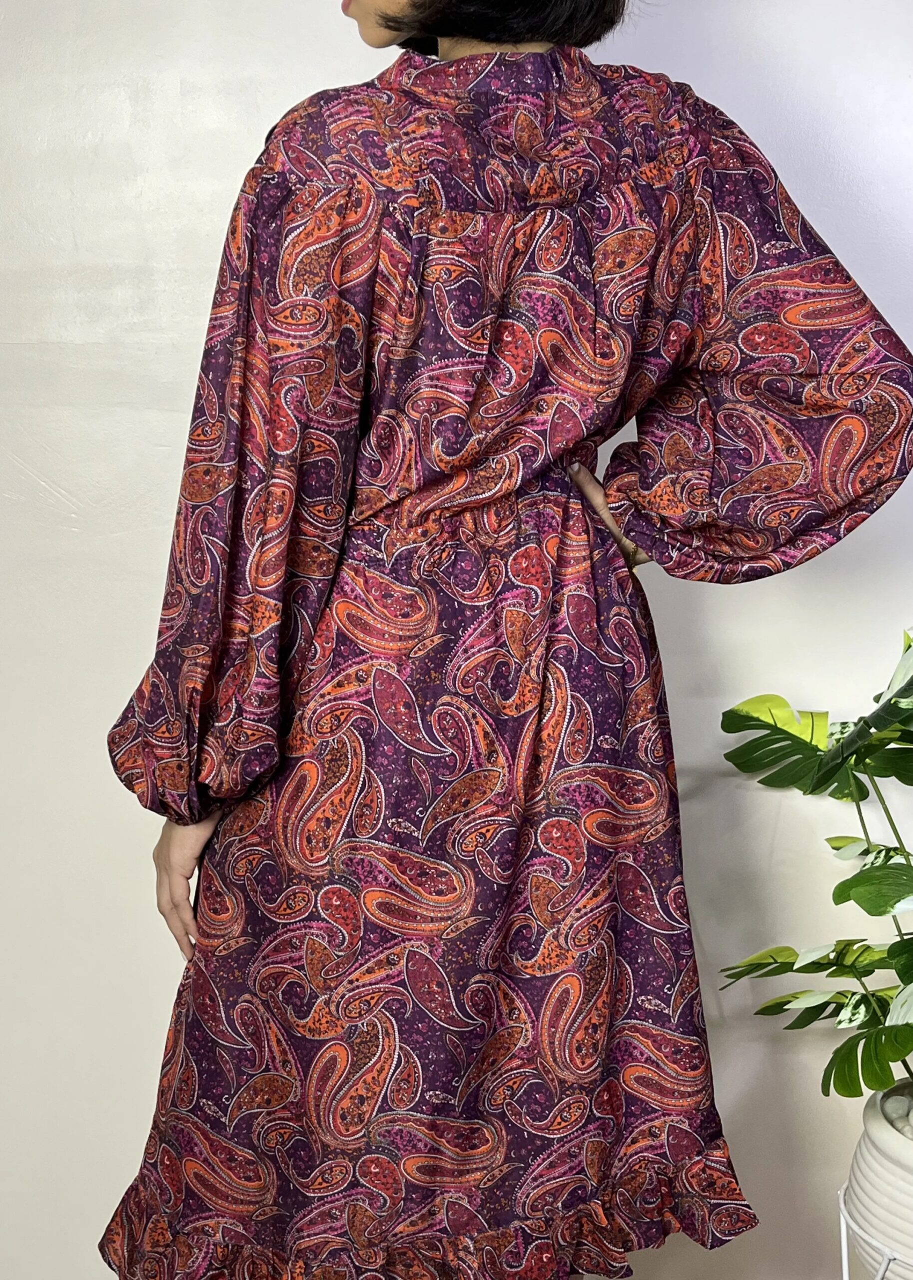 Purple Paisley Printed Dress