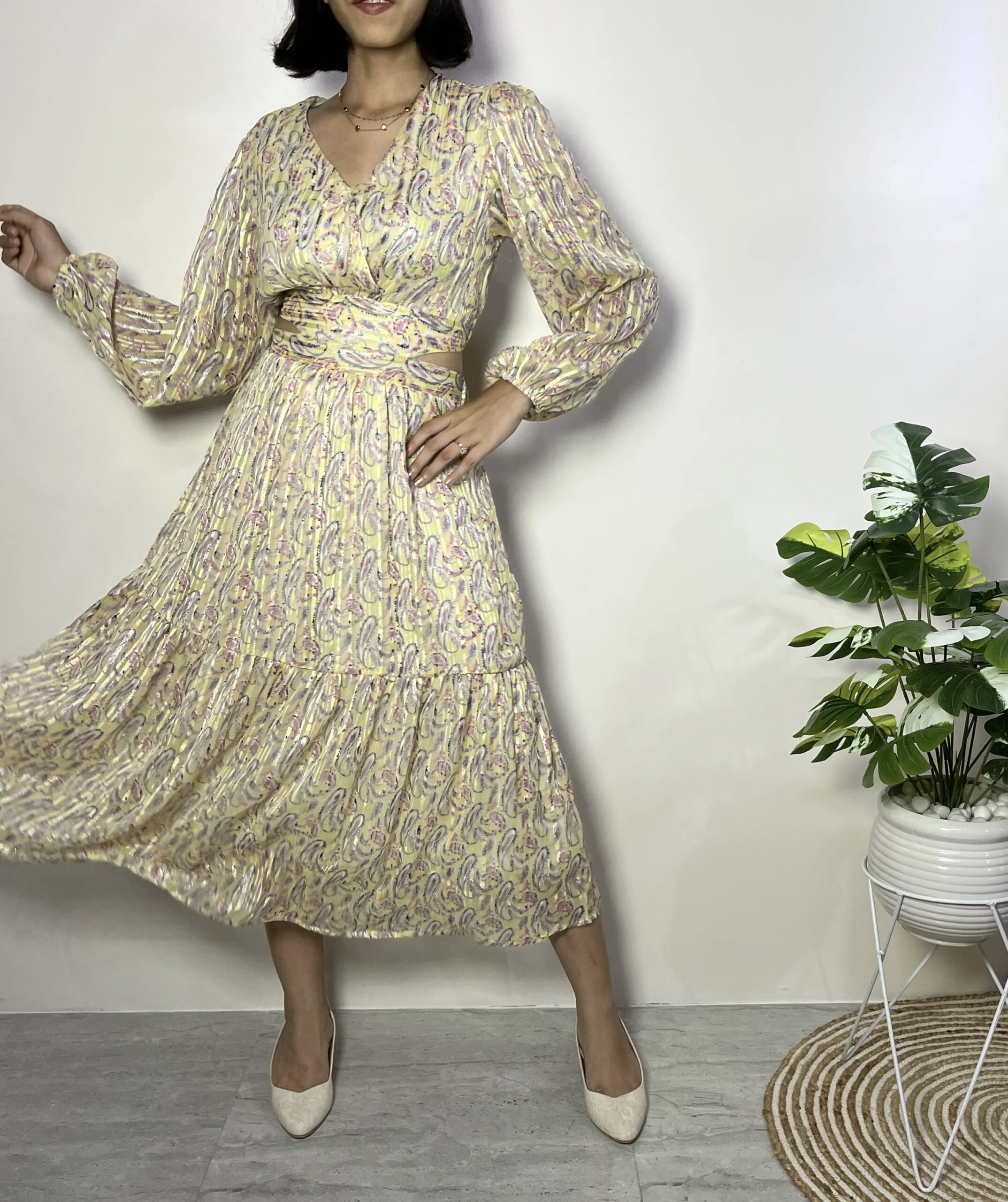 Yellow Floral Printed Maxi Dress